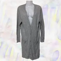 LEPSIM　レプシィム　ロングカーディガン　グレー　レディース　長袖　深Vネック　ポケット　麻混　シンプル　Iライン　ビッグシルエット