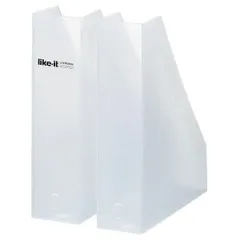 A4ファイルボックス 2個組 〔ホワイト 3個組〕 L幅77mm S幅72mm インデックスシール付 ライフモデュール 〔オフィス 会社〕