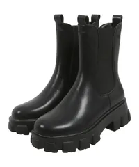 [神戸レタス] サイドゴア ブーツ レディース ショートブーツ 厚底ブーツ チャンキーソール フェイクレザー [I2606] M ブラック