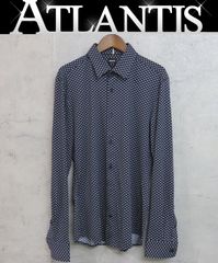 【広尾店】美品 ヒューゴボス HUGO BOSS メンズ スリムフィット ストレッチシャツ ネイビー size:S 【16199】