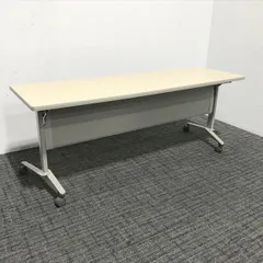 ★会議テーブル ブラック×ブラウン 1800×600×700 Used★ 木製パネル脚会議テーブル 幅1600 奥行900 高さ700 RY-GZPLT1690