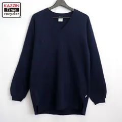 90s USA製 vintage RUSSELL 無地 Vネック スウェット トレーナー メンズ 表記Mサイズ