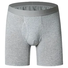 メンズ ボクサーパンツ 3分丈 ロング丈 インナー 前開き 綿95％ コットン ベーシック 伸縮性 通気性 ストレッチ 無地 シンプル 快適 下着 黒 ms-024