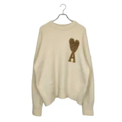 AMI PARIS アミ パリス ハート ロゴ ウール アルパカ ブレンド ニット セーター SPUKS030 KN0032  M ベージュ/ゴールド