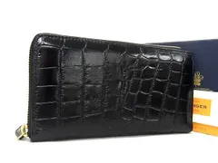 ■新品■未使用■ ETTINGER エッティンガー クロコダイル型押しレザー ラウンドファスナー 長財布 ウォレット メンズ ブラック系 AV8921 のサムネイル