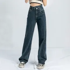 ☆ ブルーグレー ☆ XL ☆ デニムパンツ ストレート レイヤード風 レディース おしゃれ デニムパンツ レディース おしゃれ ジーパン Gパン ストレート デニム ジーンズ ロング丈 ワイドパンツ ボトムス ズボン パンツ 長ズボン 腰高 ハイライズ