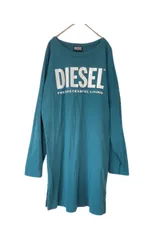 z1179【美品】DIESEL　ディーゼル　長袖Tシャツワンピース　緑　グリーン　レディース　Sサイズ　オシャレ　レイヤード　重ね着　ロンT 薄手