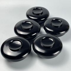 687 黒塗り　木製本漆塗り　漆器　骨董　アンティーク　お椀　平椀　5客セット