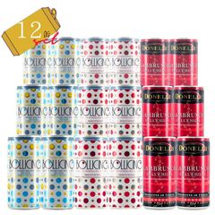 [12缶セット] ドネリ ボッリチーノ フリッツァンテ 赤白 3種飲み比べセット 200ml×12缶 ランブルスコ スパークリングワイン 缶入り 弱発泡性