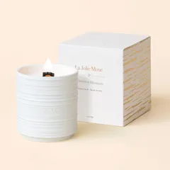 【数量限定】ジャスミンの香り 木芯 アロマキャンドル 天然ソイワックス MUSE 陶器缶 220g JOLIE 燃焼時間50時間 女性向け LA ギフト