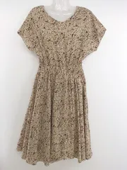 ◇ YECCA VECCA イェッカ ヴェッカ 花柄 フレンチスリーブ ロング ワンピース サイズF ベージュ系 レディース P  【中古】 【1209020007115】
