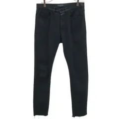 VALENTINO ヴァレンティノ イタリア製 裾切りっぱなし スキニーパンツ w27 ブラック ボタンフライ メンズ 古着