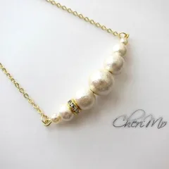 5連コットンパール と ロンデル のネックレス ☆ホワイト OR キスカから