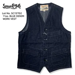 SUGAR CANE シュガーケーン　ブルーデニム　ワークベスト　ワンウォッシュ　SC15702  11oz. BLUE DENIM WORK VEST　オシャレ　 きれいめ　カジュアル　アメカジ 東洋エンタープライス　セルビッジ　バックストラップのサムネイル