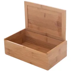 新品 竹製ボックス 木箱 木製 蓋付き 収納ケース 小物入れ 収納盒 収納ボックス レトロ シンプル 整理箱 長方形 (仕切り無し)