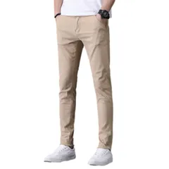[Lopis] メンズ ロングパンツ ストレッチ チノパン スリム スキニー ビジネス 通勤 カジュアル 無地 ズボン おしゃれ 快適 リラックス (2XL, ベージュ) [ベージュ] [2XL]