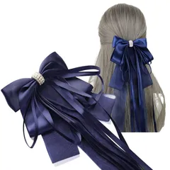 【在庫処分】ヘアアクセサリー ヘアピン まとめ髪 髪飾り 髪留め 青 リボン ビッグ クリップ バレッタ ヘア