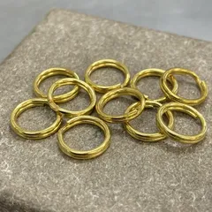 10点セット 真鍮製二重リング 直径10mm キーホルダー
