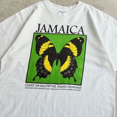 90s JAMAICA GIANT SWALLOWTAIL Printed T-shirt ジャマイカ オオアゲハ チョウチョ 蝶 昆虫 Tシャツ TEE