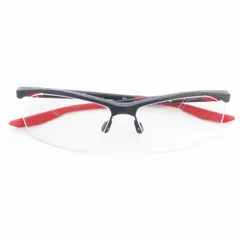 ナイキ NIKE 美品 めがね アイウェア 度あり ハーフリム 59□15-145 黒 ブラック 赤 レッド 7403LB /AE ■GY99のサムネイル