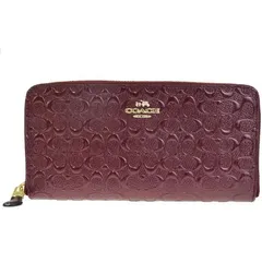 【中古】 超美品 コーチ COACH シグネチャー ラウンドファスナー 長財布 ボルドーレッド エナメル F54805 01HB812