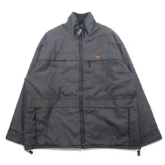 NIKE 90年代 Thermolite サーモライト 中綿 ナイロンジャケット XL グレー ナイロン スウッシュロゴ刺繍 黒タグ ドローコード