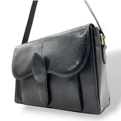 美品 イヴ サンローラン YVES SAINT LAURENT 型押し ショルダーバッグ 黒 ブラック レザー ヴィンテージ 金金具 ゴールド金具 K7