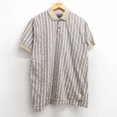 L/古着 ラルフローレン チャップス 半袖 ブランド ポロ シャツ メンズ 90s コットン ベージュ他 カーキ ストライプ 25apr17 中古 トップス