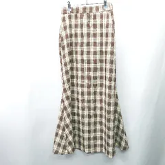 ◇ Θ clauir apres jour チェック柄 ロング丈 タイト スカート サイズM ブラウン イエロー系 レディース E  【1409100047066】