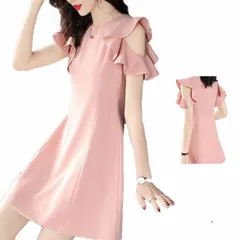 シフォンワンピース レディース 夏用 フリルワンピース フリルワンピース スタイル シフォンワンピース 半袖 フリル ミディアム丈 無地 シンプル カジュアル おしゃれ フェミニン ドレス 送料無料#llx1383