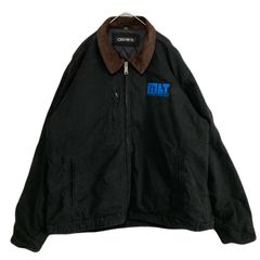 【海外規格2XL】古着　CROWN　ダックジャケット　ワークジャケット　企業ロゴ　刺繡ロゴ　襟コーデュロイ　裏地キルティング　中綿入り