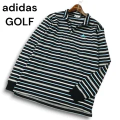 adidas GOLF アディダス ゴルフ 通年 ロゴ刺繍★ 長袖 ボーダー ハーフジップ シャツ Sz.M メンズ