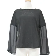 新品 ARMANI EXCHANGE アルマーニエクスチェンジ カットソー プルオーバー トップス ラウンドネック フレアスリーブ ラメ ジャガード シアー シースルー おしゃれ シンプル きれいめ 大人女子のサムネイル