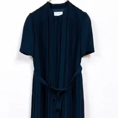 【美品】Charm Ruby チャームルビー ブラックフォーマル プリーツ 無地 レディース Ｓ相当 フロントファスナー  冠婚葬祭 礼服 喪服 半袖 ワンピース  KHｰβｰ241156