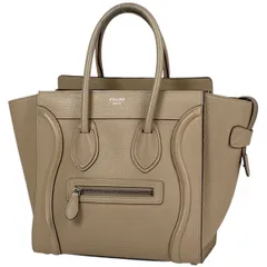 【在庫一掃】 セリーヌ CELINE ラゲージ マイクロショッパー トートバッグ ハンドバッグ レザー ベージュ レディース 【中古】