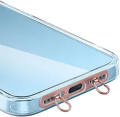 SPILOOPS ストラップホルダー 2口ダブルリング 極薄0.4mm ステンレス製 充電干渉なし 回転防止 落下・紛失防止(ローズゴールド)