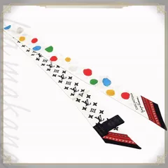 【N 新品/未使用品】LOUIS VUITTON ルイ ヴィトン LV×YK バンドーBB・ペインティッド ドット ホワイト マルチカラー リボン スカーフ バンダナ バッグ小物 シルク 草間彌生 イタリア製 M78284