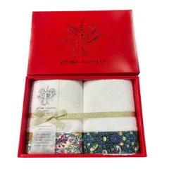 ♪0534 prima rosette プリマロゼッタ フェイスタオル 2枚セット PR-2435-GN フラワー 未使用 保管品