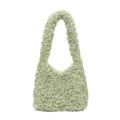 [Lapimou] ボアバッグ ファーバッグ ふわふわ もこもこ ハンドバッグ トートバッグ ミニ トート バッグ ワンショルダー ボア ファー フェイクファー レディース 小さめ 大容量 おしゃれ かわいい カジュアル トレンド 秋 冬 (グリ [グリーン]