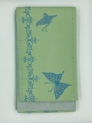 浴衣帯 半幅帯 両面 蝶・レース/バラ 浅緑/ブルーグレー 袷(あわせ) 118-a0308
