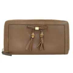 グッチ GUCCI バンブー レザー リボン モチーフ ラウンドファスナー 長財布 茶 ブラウン [Y02963]