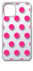 【新品未使用】iPhone11 アイフォン11 クリア ハードケース ドット柄 水玉 (ピンク) スマホケース カバー cl-iphone11-dotsmall-01