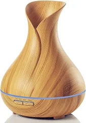 ENERG e's Vase 超音波式卓上加湿器 アロマディフューザー 400ml お洒落な木目調インテリア・タイプ 空焚き防止機能 タイマー機能 静音/乾燥 T11-EN1522( 木目調,  木目調 無印タイプ)のサムネイル