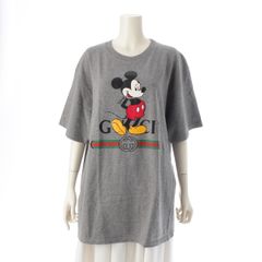 グッチ ディスニー Disney 20SS コットン ミッキーマウス クルーネック 半袖Ｔシャツ トップス カットソー 565806 グレー L【中古】