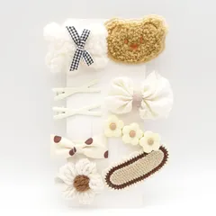 ナチュラルカラー ヘアピン ヘアクリップ 9個セット クマ リボン お花 ドット 髪飾り キッズ 子供