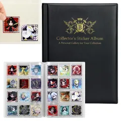 ビックリマンチョコ・シールウエハース等ファイル 手帳型 大容量 最大480枚 保管 コレクション 鑑賞用 傷防止 レザー調 スリーブ可 48mm/52mm対応 (ブラック) [ブラック]