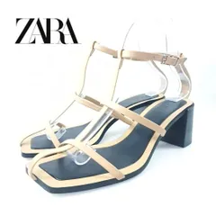 ザラ ZARA サンダルスクエアトゥ ボーンサンダル バイカラー37 ストラップ hws01127