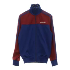 adidas (アディダス) バイカラーロゴプリントトラックジャケット ネイビー/バーガンディ