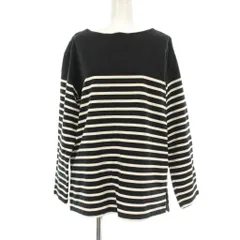 アーペーセー A.P.C. IENA別注 ボーダー長袖Tシャツ カットソー 肩ボタン 38 黒 ブラック 白 ホワイト 23216-1-96481 /OR ■JS