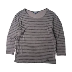 BURBERRY LONDON バーバリー ボーダー ストレッチ  七分袖カットソー 4/Tシャツ/グレー ブラック